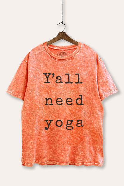 Y'all Need Yoga Graphic Mineral Wash Boxy Tee