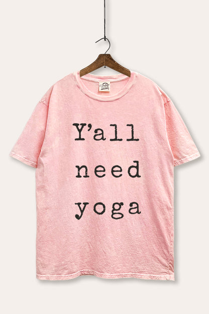 Y'all Need Yoga Graphic Mineral Wash Boxy Tee