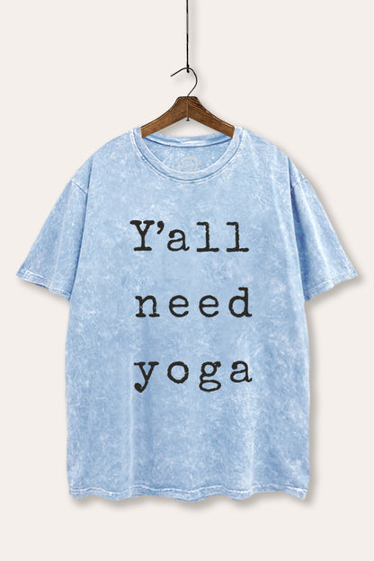 Y'all Need Yoga Graphic Mineral Wash Boxy Tee