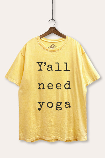 Y'all Need Yoga Graphic Mineral Wash Boxy Tee