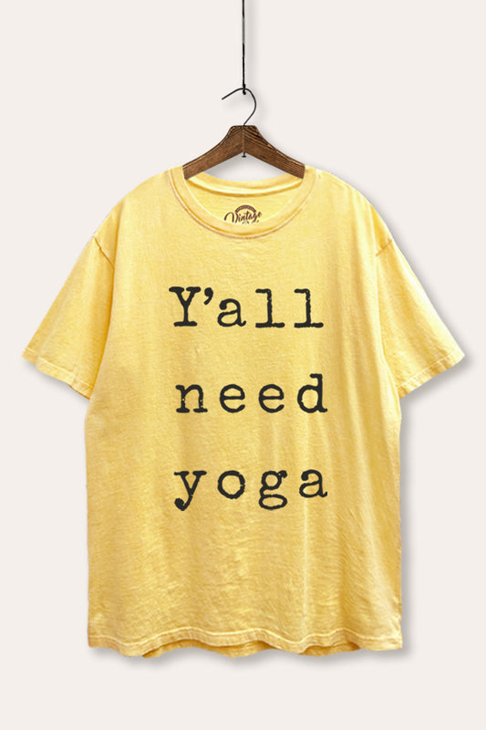 Y'all Need Yoga Graphic Mineral Wash Boxy Tee
