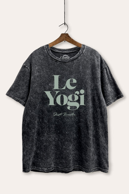 Le Yogi Just Breathe Graphic Mineral Wash Boxy Tee