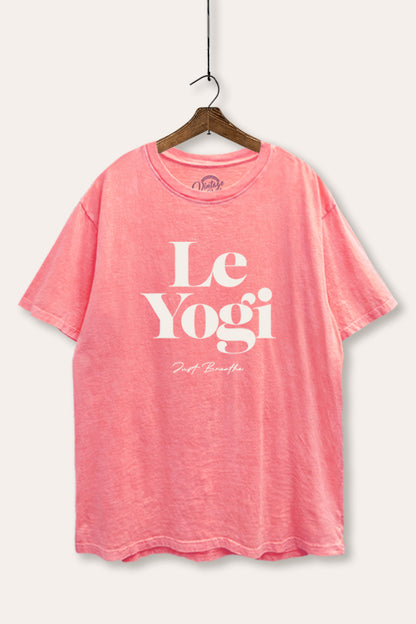 Le Yogi Just Breathe Graphic Mineral Wash Boxy Tee
