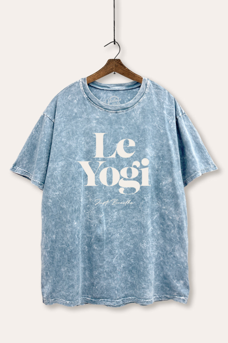 "le yogi" graphic mineral wash boxy tee