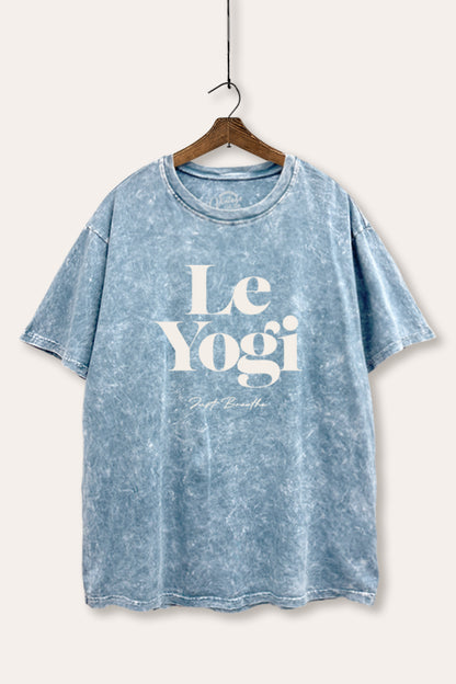 Le Yogi Just Breathe Graphic Mineral Wash Boxy Tee