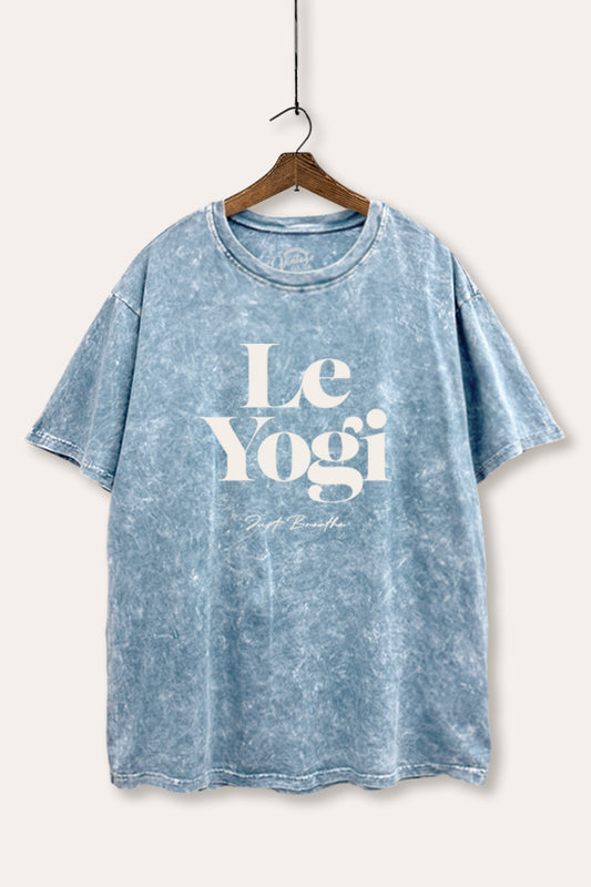 Le Yogi Just Breathe Graphic Mineral Wash Boxy Tee