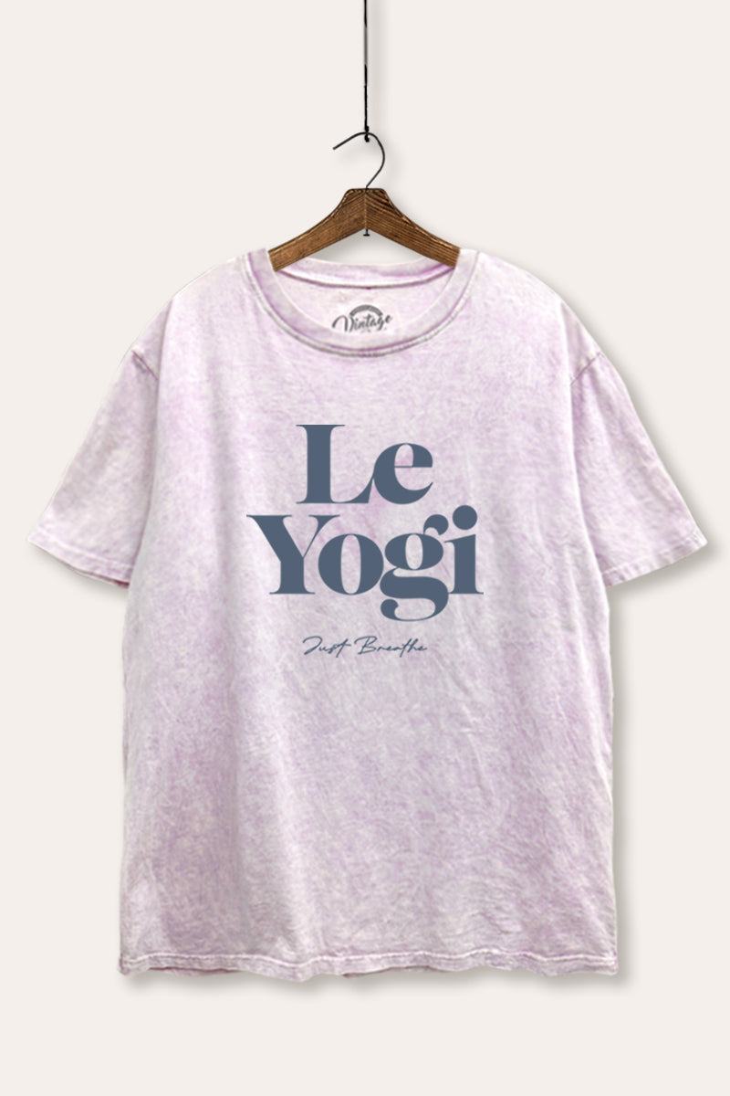 "le yogi" graphic mineral wash boxy tee