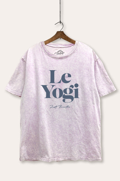 Le Yogi Just Breathe Graphic Mineral Wash Boxy Tee