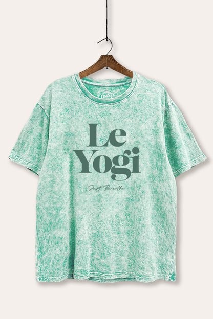 Le Yogi Just Breathe Graphic Mineral Wash Boxy Tee