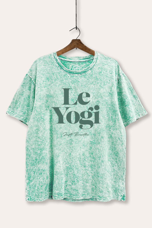 Le Yogi Just Breathe Graphic Mineral Wash Boxy Tee