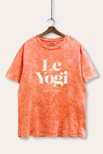 Le Yogi Just Breathe Graphic Mineral Wash Boxy Tee