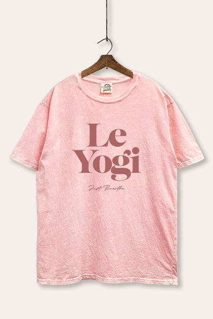 Le Yogi Just Breathe Graphic Mineral Wash Boxy Tee