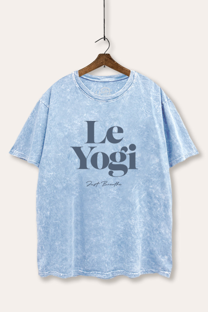 "le yogi" graphic mineral wash boxy tee