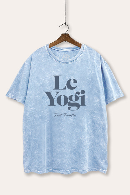 Le Yogi Just Breathe Graphic Mineral Wash Boxy Tee
