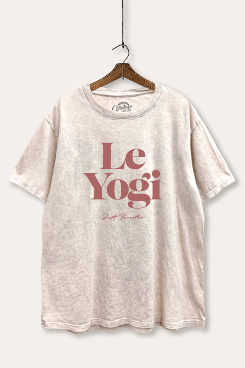 "le yogi" graphic mineral wash boxy tee