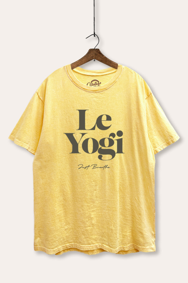 "le yogi" graphic mineral wash boxy tee
