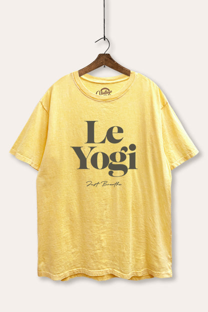Le Yogi Just Breathe Graphic Mineral Wash Boxy Tee