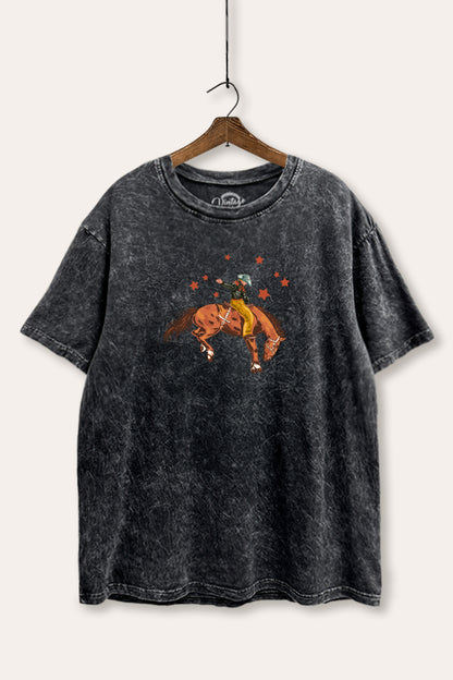 Rodeo Cowboy Stars Graphic Mineral Wash Boxy Tee