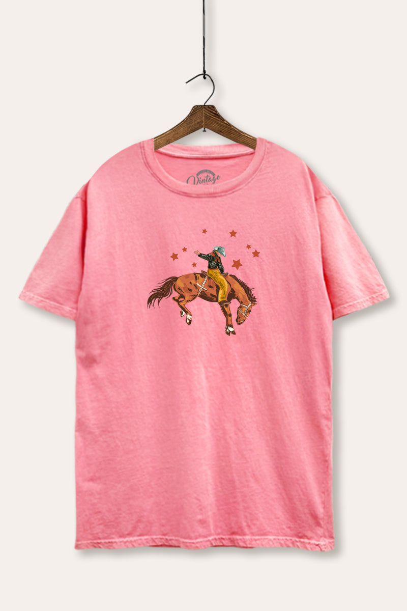 cowboy rodeo star graphic mineral wash boxy tee