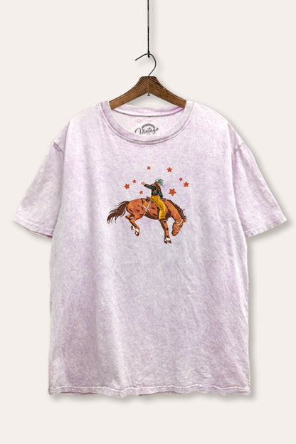 Rodeo Cowboy Stars Graphic Mineral Wash Boxy Tee