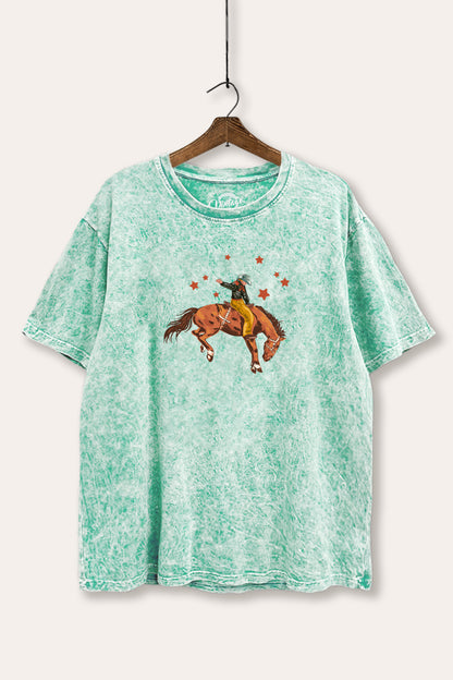 Rodeo Cowboy Stars Graphic Mineral Wash Boxy Tee