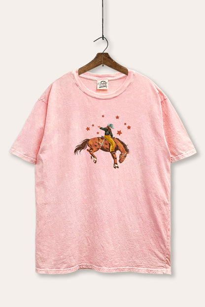 Rodeo Cowboy Stars Graphic Mineral Wash Boxy Tee