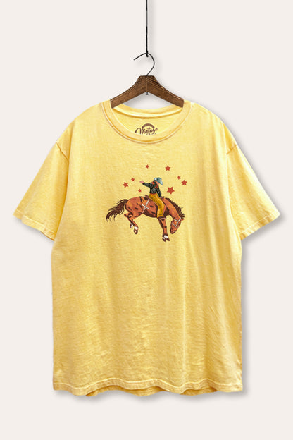 Rodeo Cowboy Stars Graphic Mineral Wash Boxy Tee