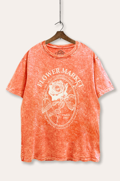 Flower Market Rose Graphic Mineral Wash Boxy Tee