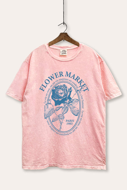 Flower Market Rose Graphic Mineral Wash Boxy Tee