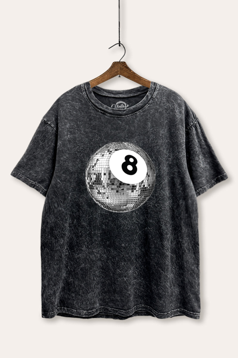 Disco 8-Ball Graphic Mineral Wash Boxy Tee