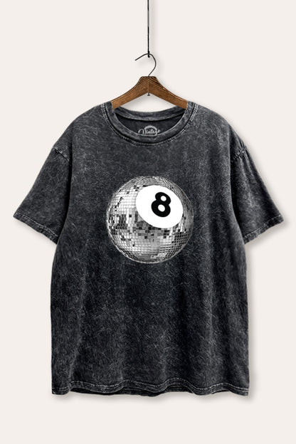 Disco 8-Ball Graphic Mineral Wash Boxy Tee