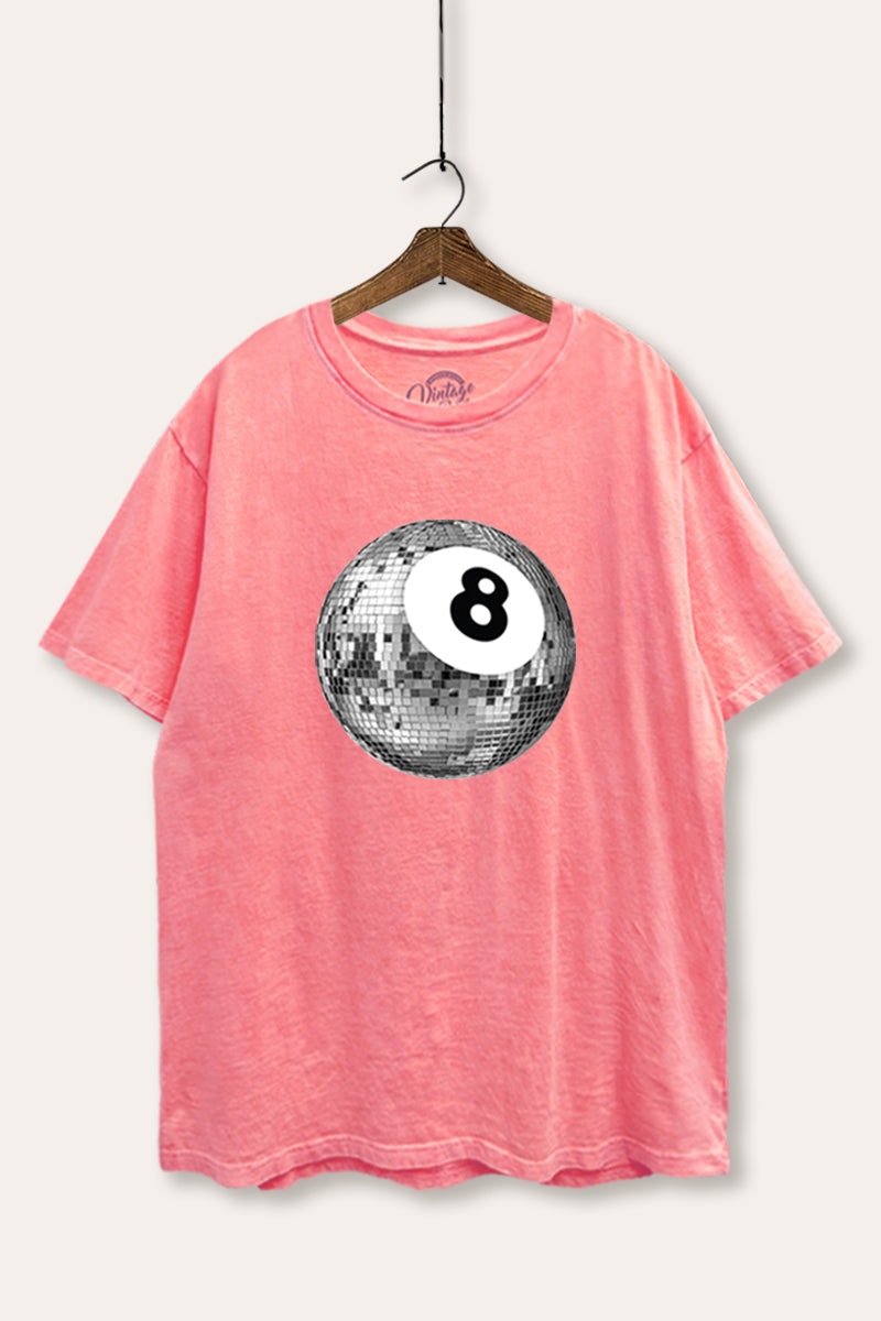 Disco 8-Ball Graphic Mineral Wash Boxy Tee