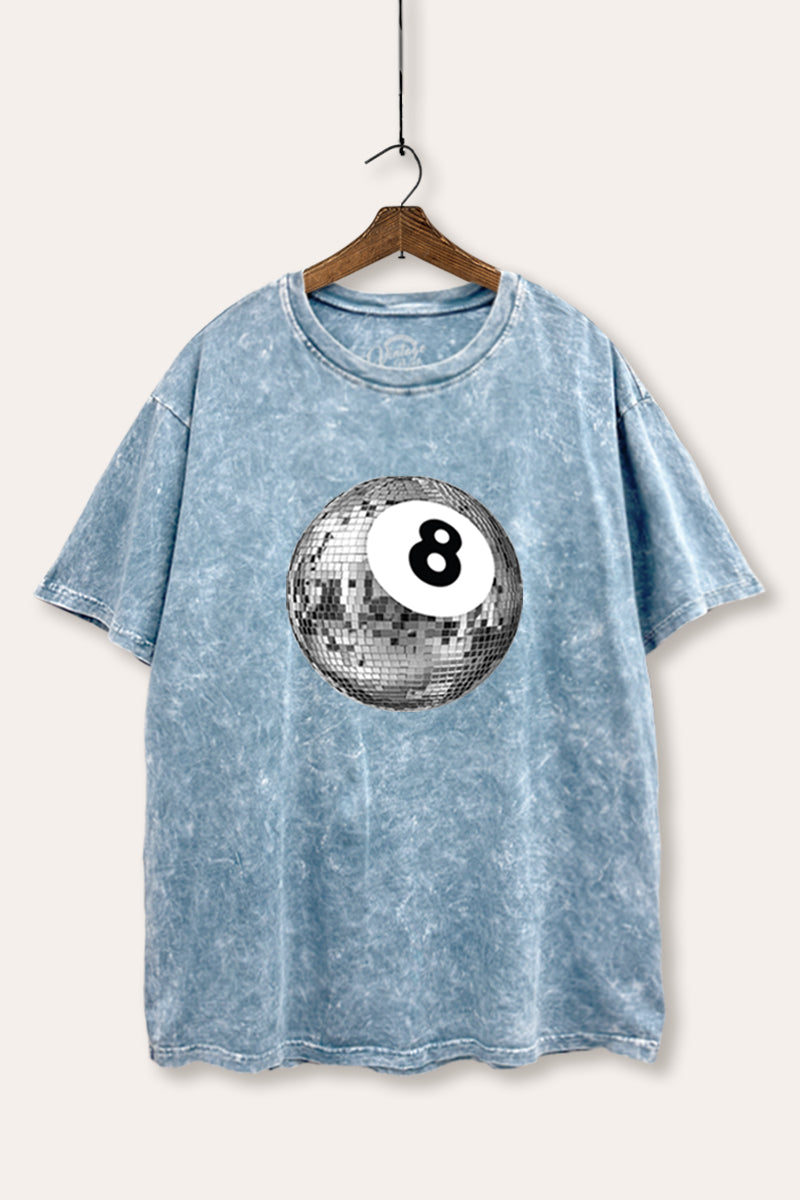 Disco 8-Ball Graphic Mineral Wash Boxy Tee