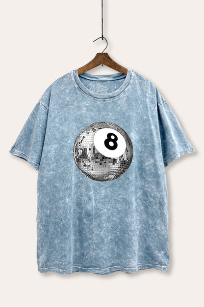 Disco 8-Ball Graphic Mineral Wash Boxy Tee