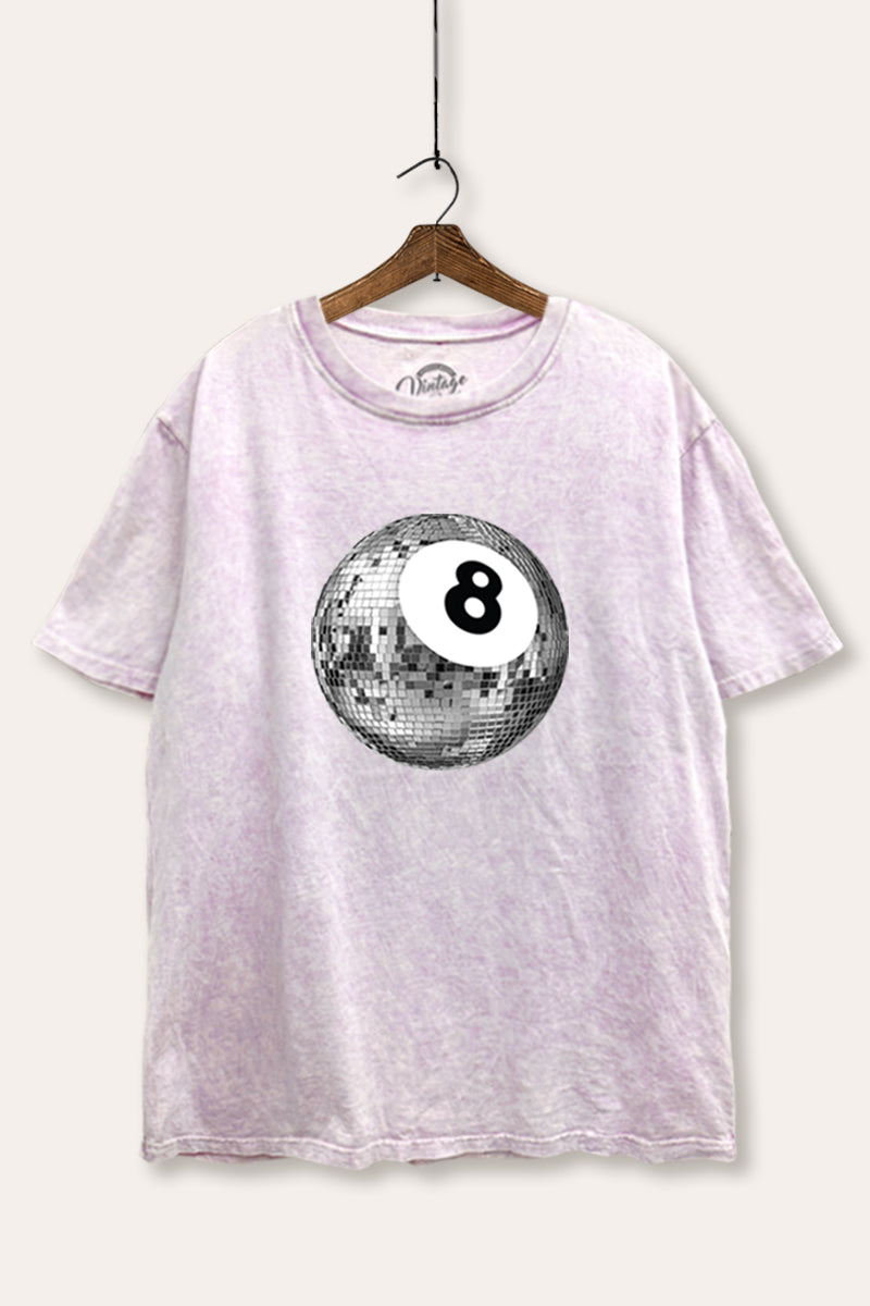 Disco 8-Ball Graphic Mineral Wash Boxy Tee