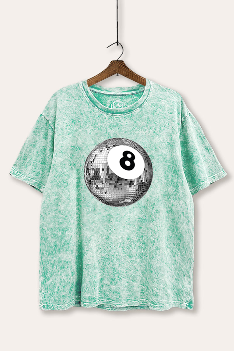 Disco 8-Ball Graphic Mineral Wash Boxy Tee