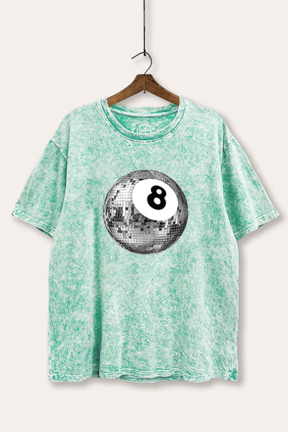 Disco 8-Ball Graphic Mineral Wash Boxy Tee