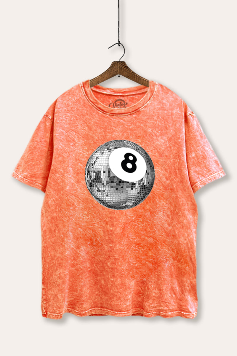 Disco 8-Ball Graphic Mineral Wash Boxy Tee