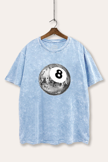 Disco 8-Ball Graphic Mineral Wash Boxy Tee