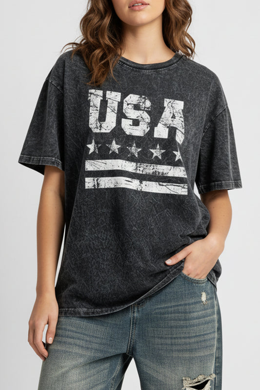 Vintage USA Graphic Mineral Wash Boxy Tee