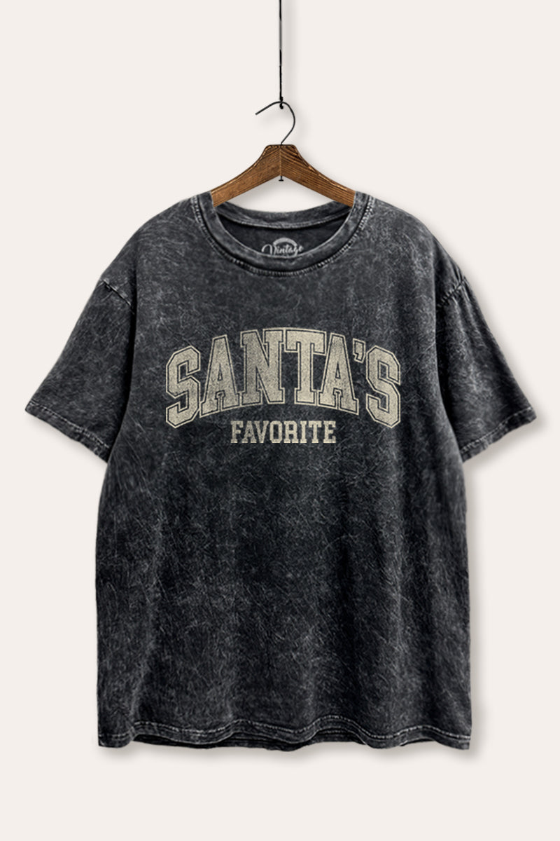 "santa's favorite" two-tier graphic mineral wash boxy tee