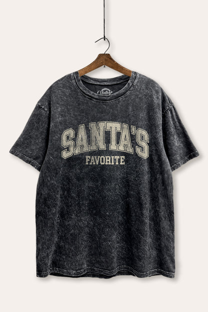 Santa's Favorite Graphic Mineral Wash Boxy Tee