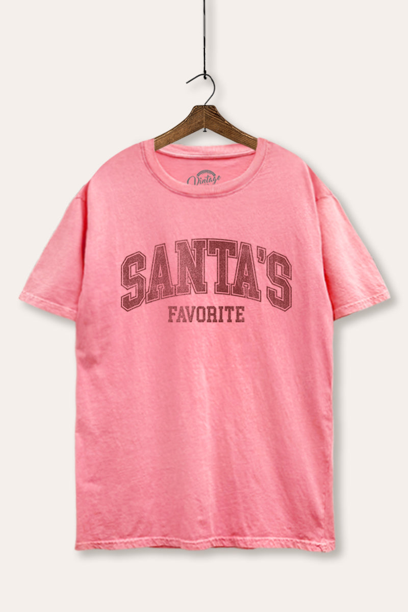 "santa's favorite" two-tier graphic mineral wash boxy tee