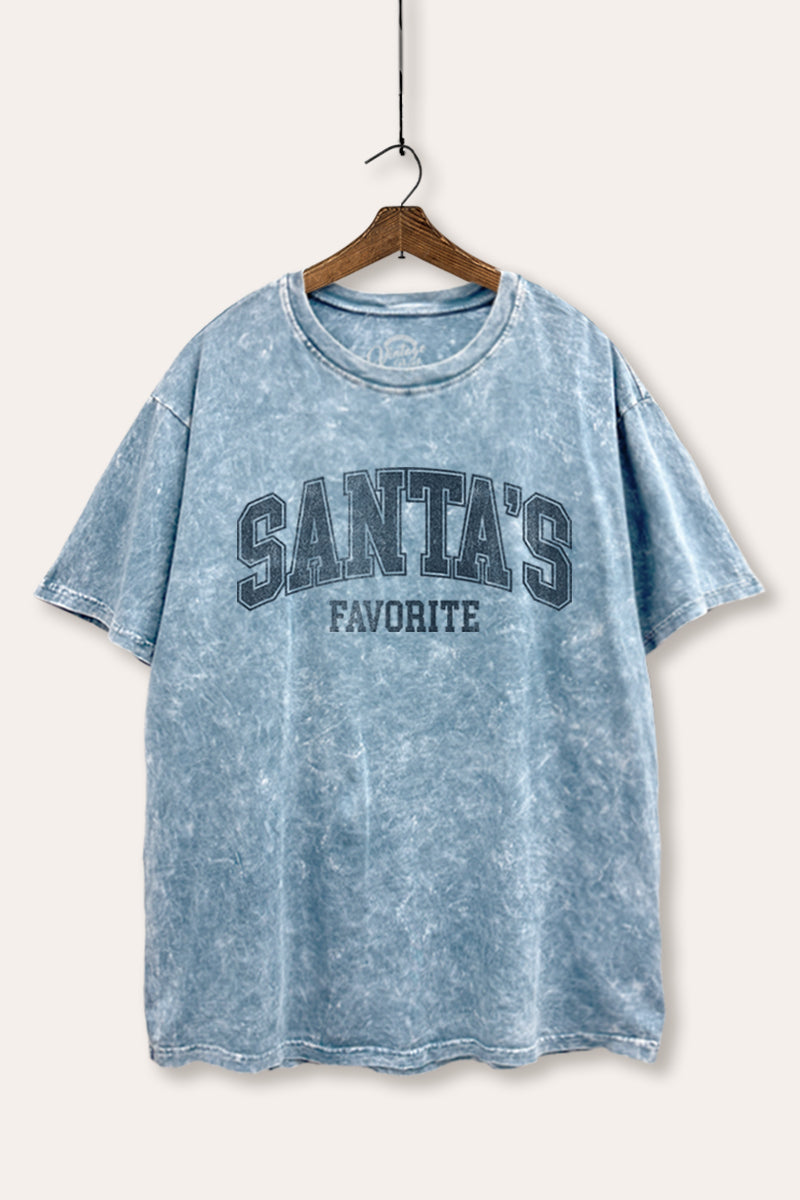 "santa's favorite" two-tier graphic mineral wash boxy tee
