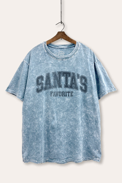 Santa's Favorite Graphic Mineral Wash Boxy Tee