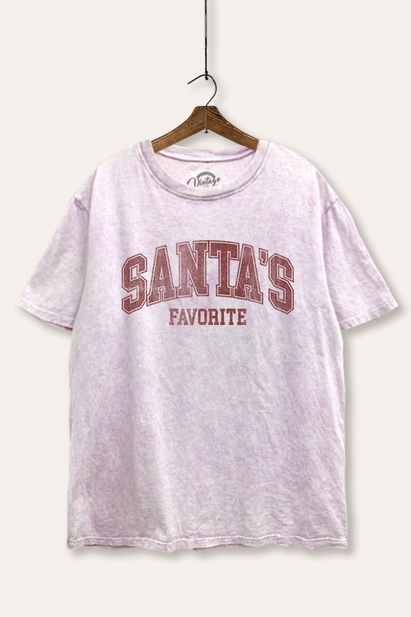 "santa's favorite" two-tier graphic mineral wash boxy tee