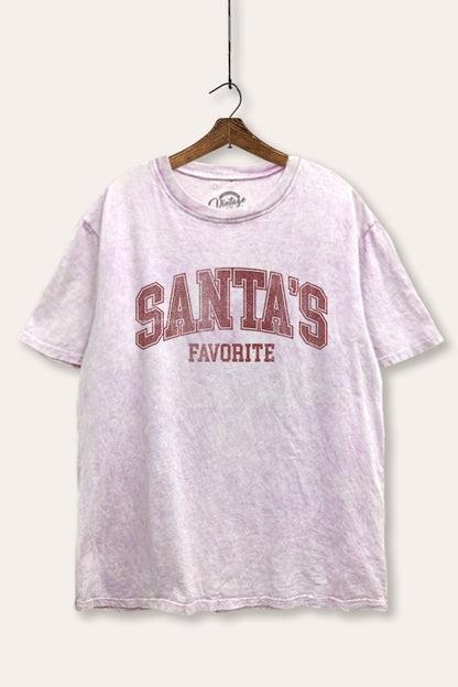 Santa's Favorite Graphic Mineral Wash Boxy Tee