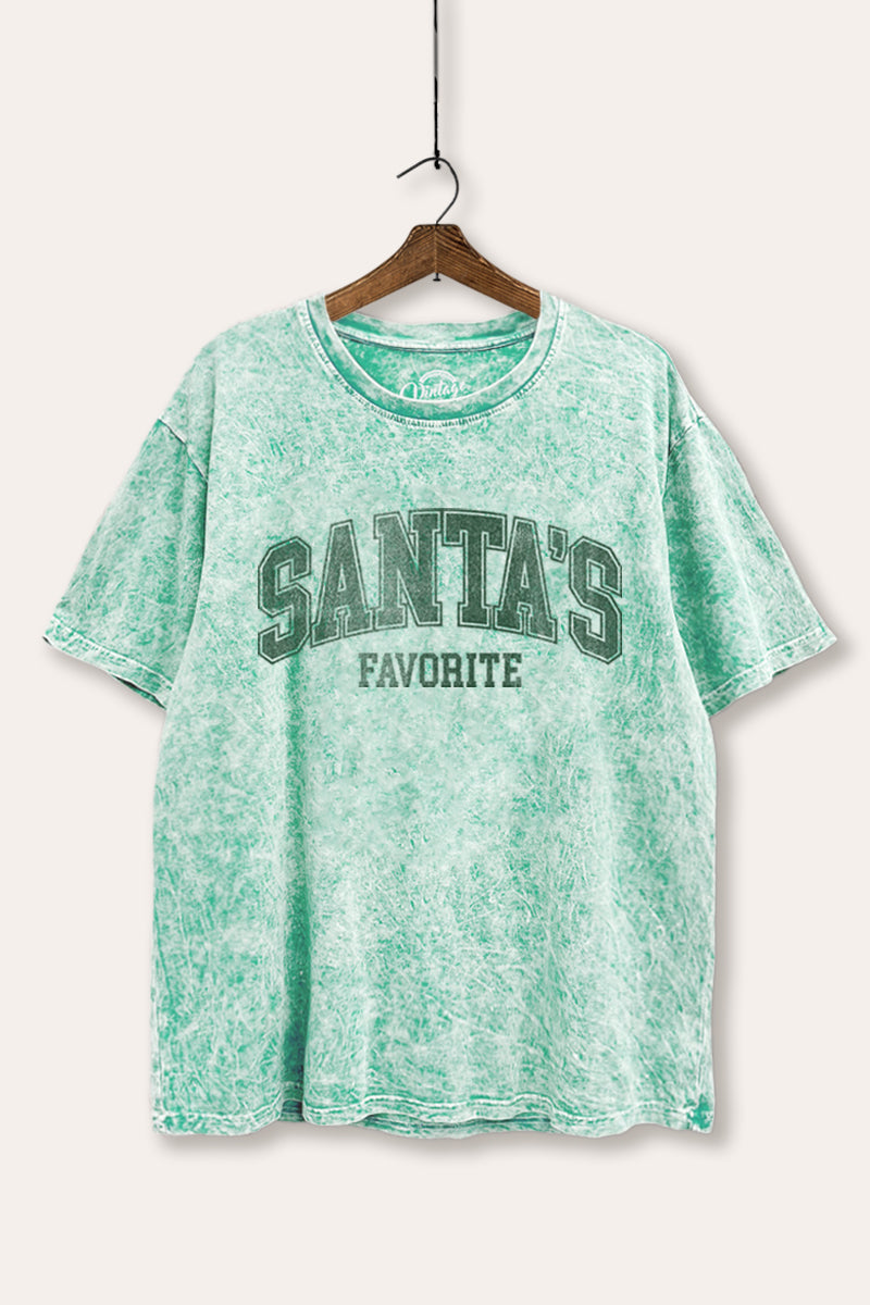 "santa's favorite" two-tier graphic mineral wash boxy tee