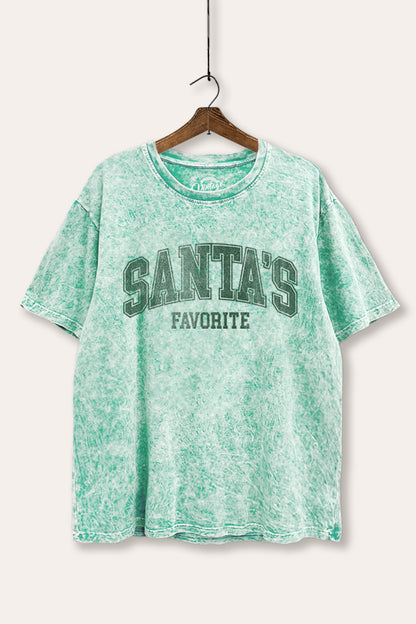 Santa's Favorite Graphic Mineral Wash Boxy Tee