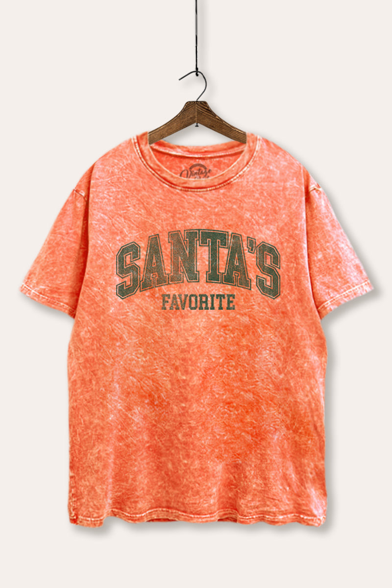 "santa's favorite" two-tier graphic mineral wash boxy tee